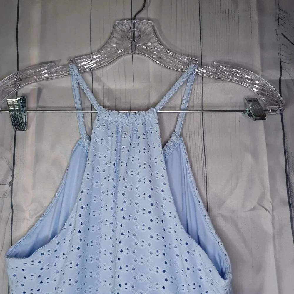 Candie’s 90’s Y2K Coquette Eyelet Lace Keyhole halter fit & flare summer dress - Picture 7 of 8